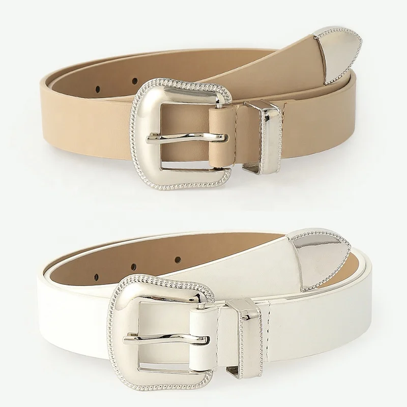 Silver Alloy Pin Buckle Belts for Women PU Leather Waist Belts Ladies Waistband for Jeans Dress