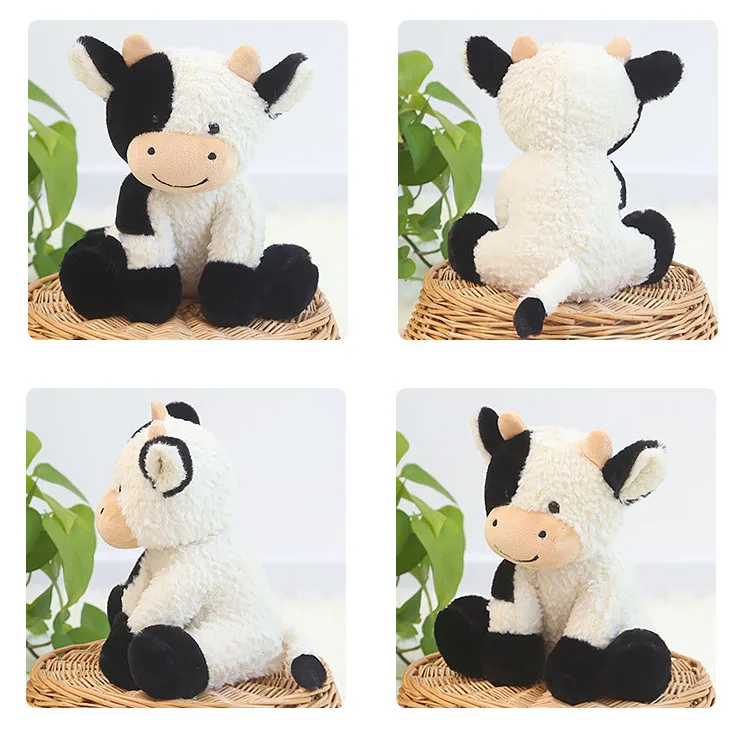 Hot Sale 30 cm Cute Milch Cow Plush Toys Dairy Cattle Black White Ox Stuffed Plushie Dolls Juguete de peluche de vaca