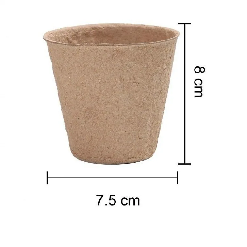 Round Square Biodegradable Paper Pulp Cup Fibre Seedling Starter Tray Plant Pots for Home Garden
