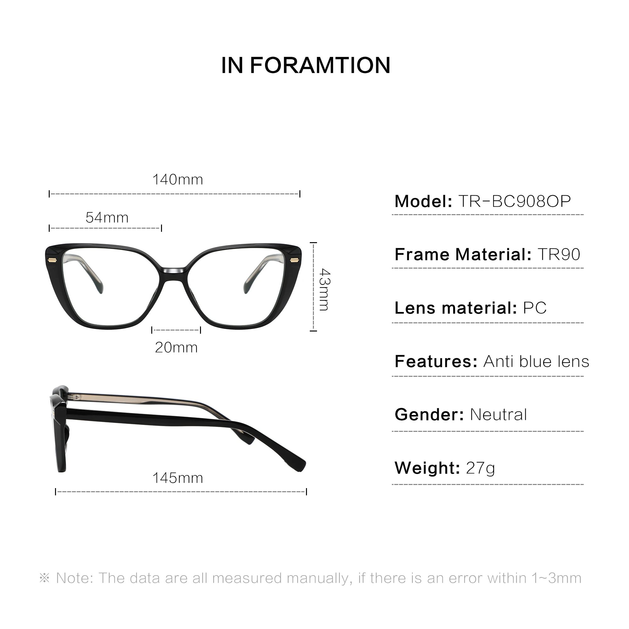 Factory Direct Wholesale Premium Quality women TR90 frame acetate optical frames eyewear