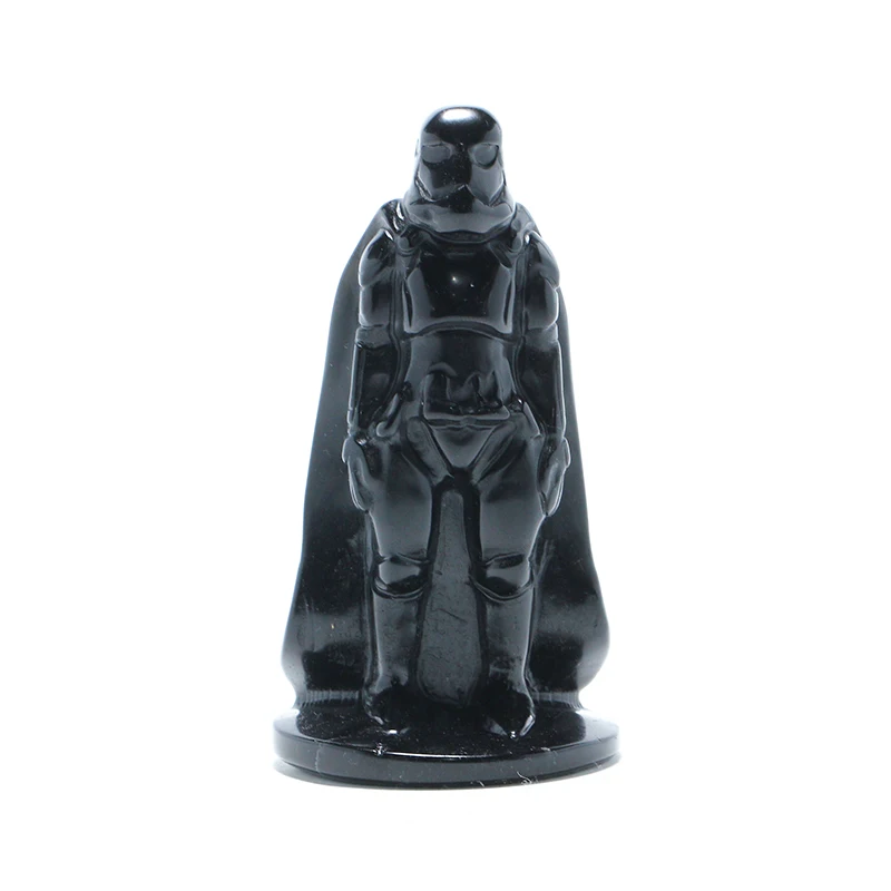 Wholesale Natural Black Obsidian Black Warrior Carved Black Warrior For Decoration Storm Troops Mini Action Figures