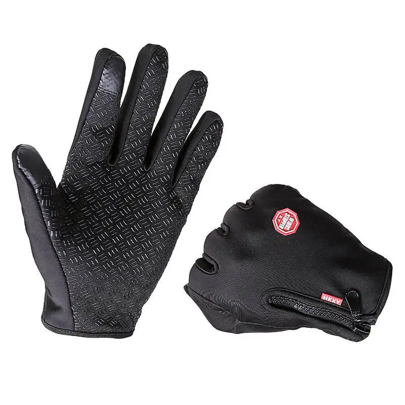 Cycling zipper sports winter windproof warm fleece mountaineering ski gloves
