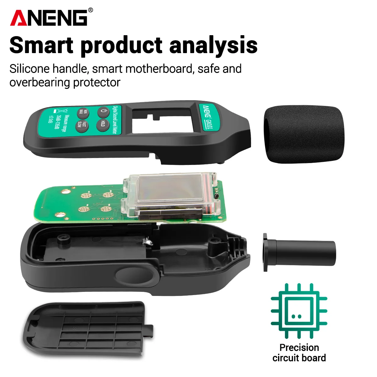 ANENG GN101 цифровой измеритель шума измерения 35-135 дБ интеллигентая (ый) уровня звука децибел монитор регистратор диагностический