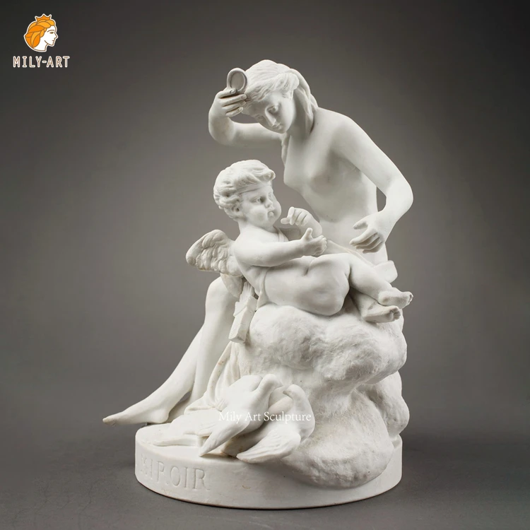 Ancient Greek Figure Life Size Marble Venus and Angel Cupid Statue for Park