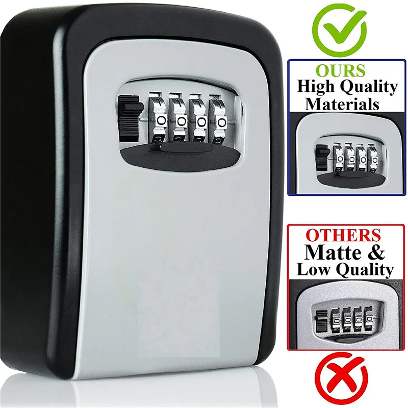 Safe Box Weatherproof 4 Digit Combination Outdoor Key Security Storage Case Key Lock Box Wall Mounted Aluminum Alloy Key
