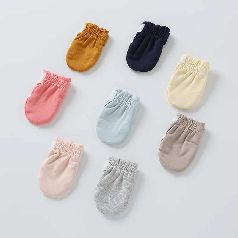 100% Cotton bamboo Breathable Baby No Scratch Mittens Stay On Toddler Infant Gloves for Boys Girls Newborn 0- 12 M