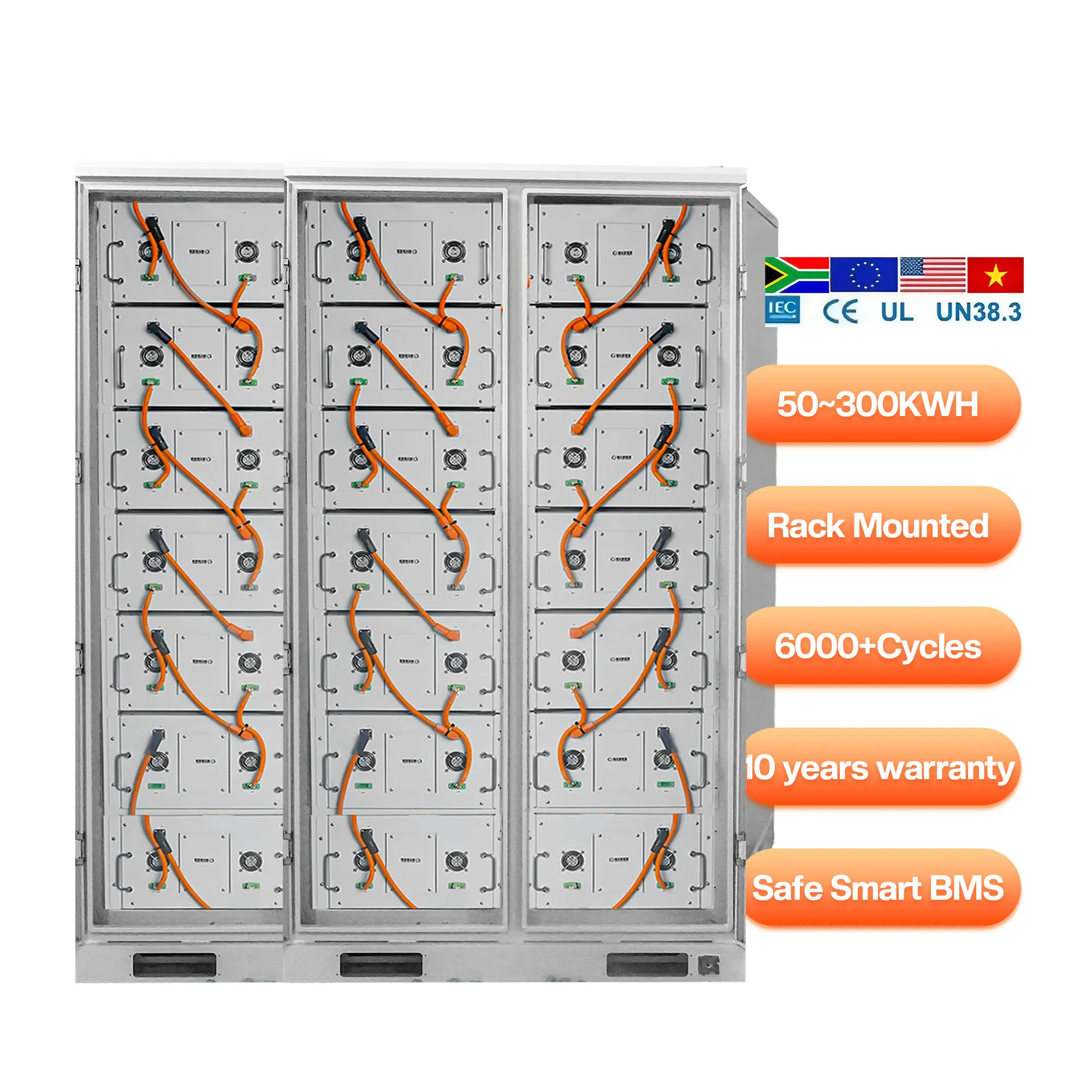 ODM Номинальный заряд и скорость разряда 1C 100kwh Lifepo4 Аккумуляторная энергетическая система 200kwh 400kwh промышленные коммерческие батареи