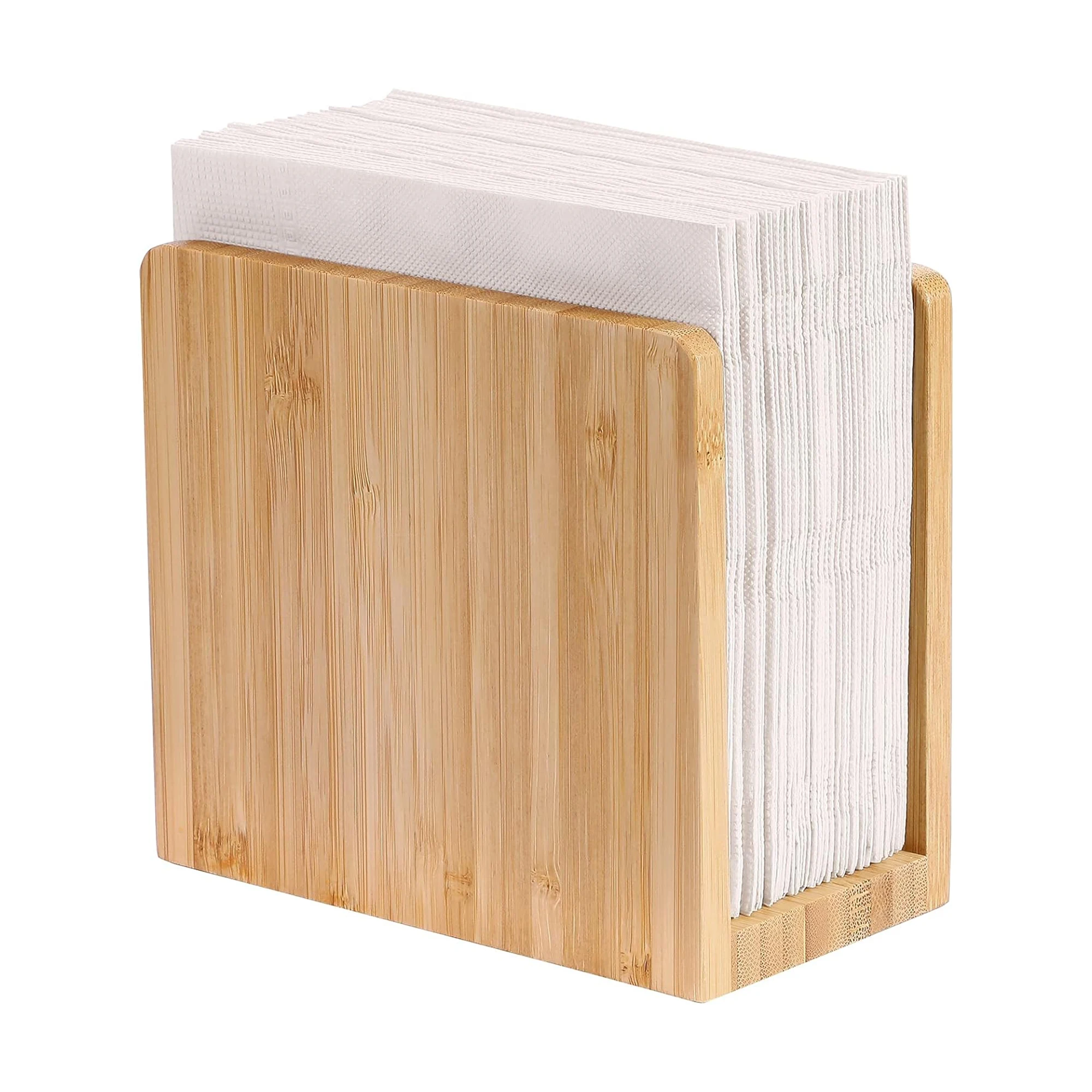 Wholesale Tabletop Freestanding Tissue Dispenser Bamboo Napkin Holders for Tables