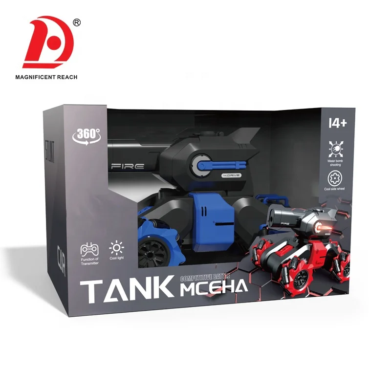 HUADA 2024 4WD 360 Degree Turn Sideway Swing Stunt Shooting RC Car Remote Control Tank Toy For Kids