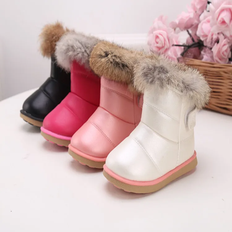 Factory direct sale Thick Warm Shoes Cotton-Padded PU  Girls Boots Boys Snow Boots Kids winter boots