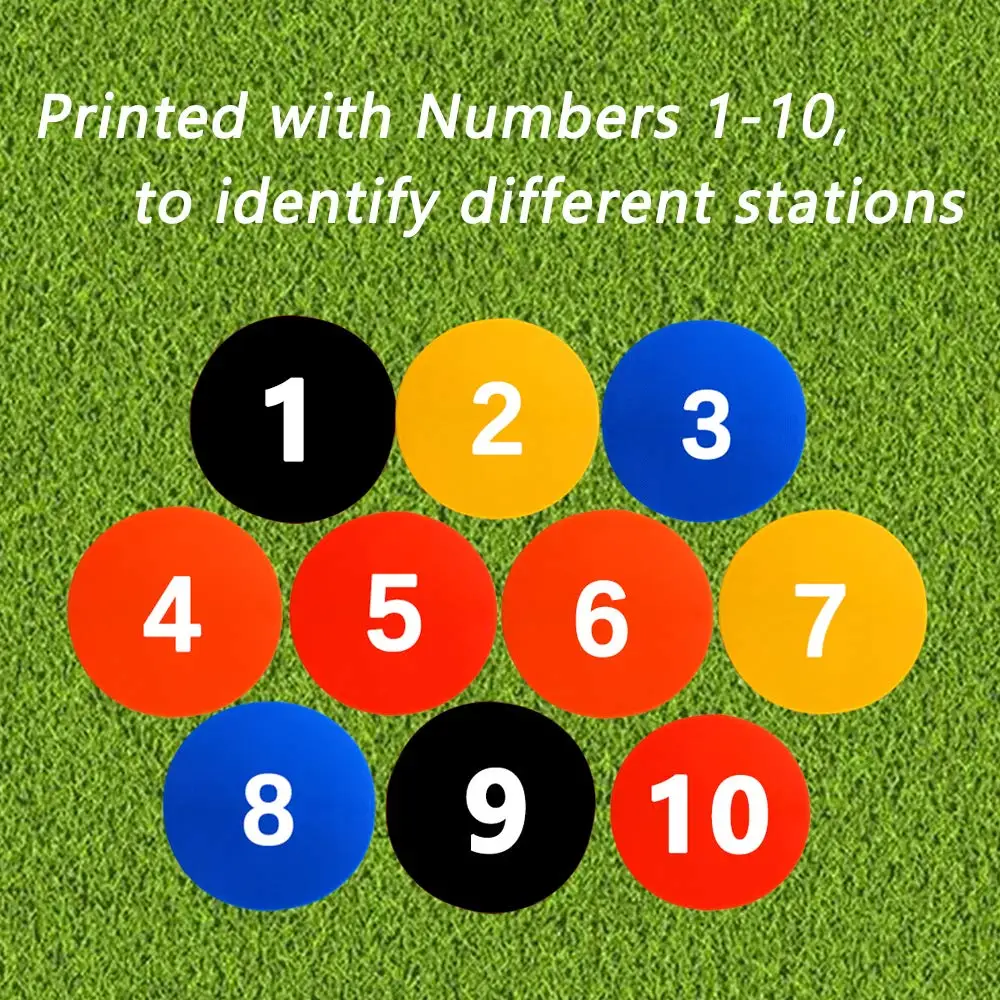 10pcs Colorful Poly Spot Markers Anti Slip 9 inch Floor Spot Markers Carpet Markers Sitting Spots Set for Drills Training Soccer