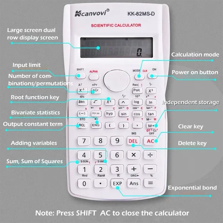 School Examination 12 Digits 240 Functions Student Calculator Electronic Advanced Mathematics Scientific Calculator