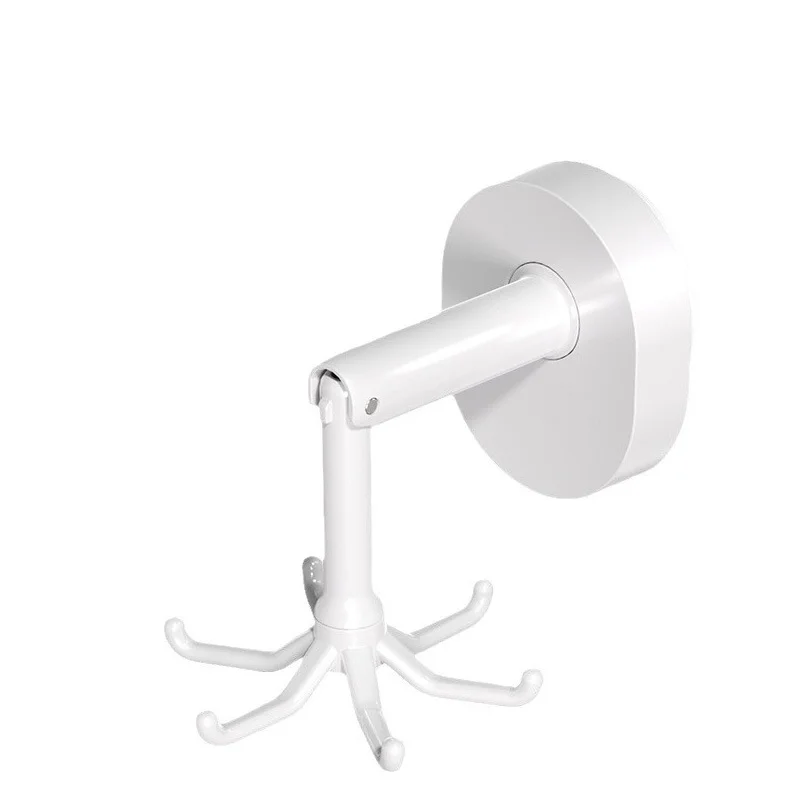 White Multi-purpose Vacuum Suction Cup Kitchen Hanging Hooks 360 Degree Rotating Folding Hook with 6 Hooks for Kitchen Bathroom