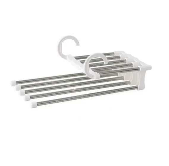 Multi-functional 5 in 1 Trouser Storage Rack Adjustable Pants Tie Storage Shelf Closet Organizer Stainless Steel Clothes Hanger