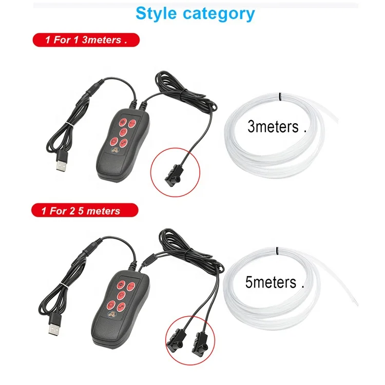 3/5m USB Remote Car Decorative Ambient Lamp 64 Color Interior Dashboard Lights Optical Fiber Neon Atmosphere Light Strip