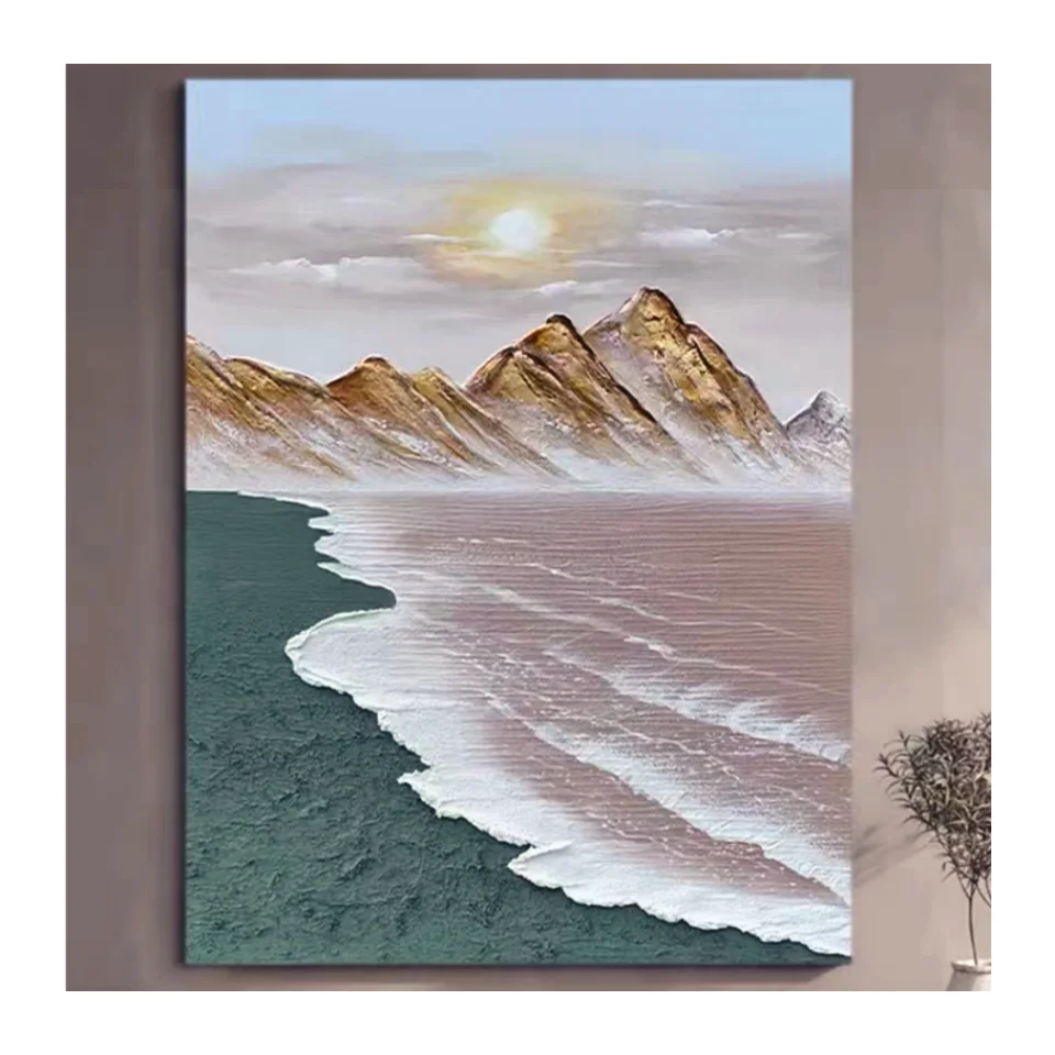 Thick Gold Abstract Oil Painting Handmade Art Canvas Golden Pictures wall art textured acrylic 3d artwork for wall decor