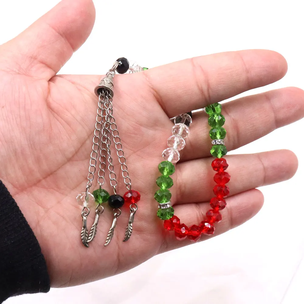  33 бусины молитва Tasbih разделитель мусульманский Кристалл Tasbeeh для