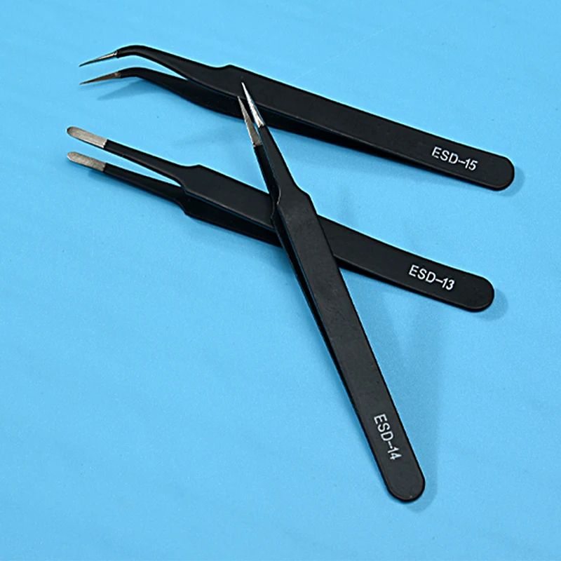 Wholesale Factory Professional Removal Tip Curved Tweezers Anti-Static Tweezers