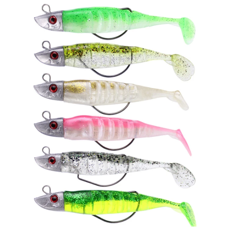 Soft Plastic Bait Fishing Lure Head with Spare Body Paddle Fishing Jig Head Tackle Set