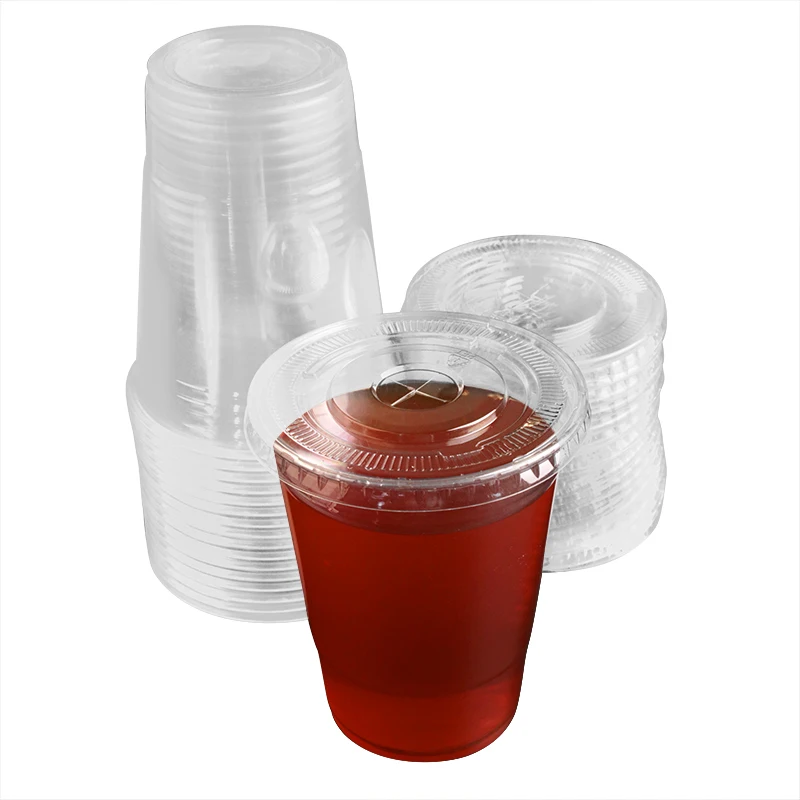 New Coming Personalized tasse couvert jetable boisson smoothie cup plastic cups with lids