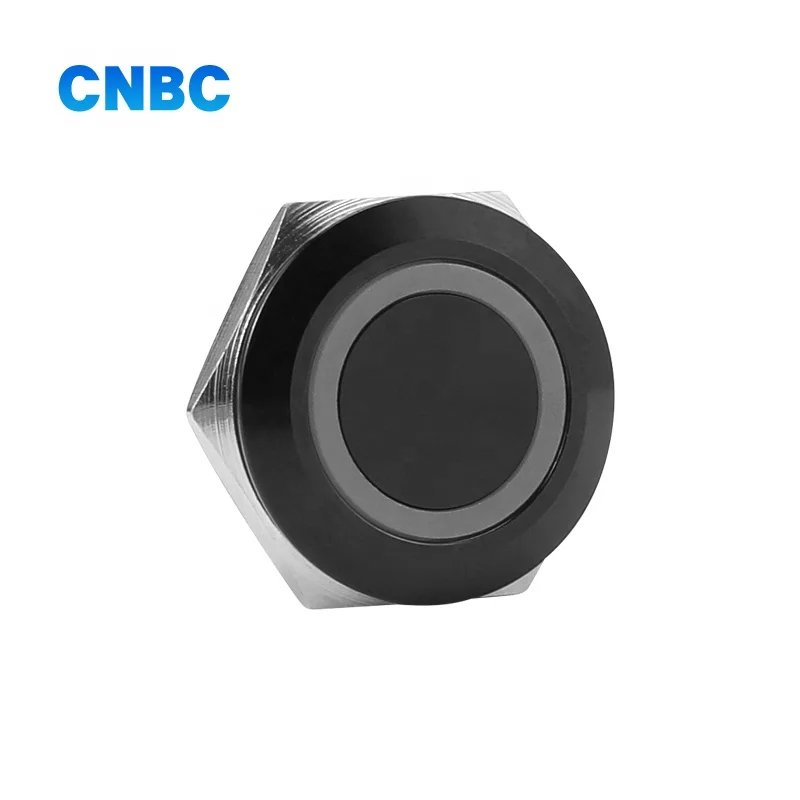 16mm micro short type black shell ring led 5v 12v 24v on off  metal push button switch with 4pins