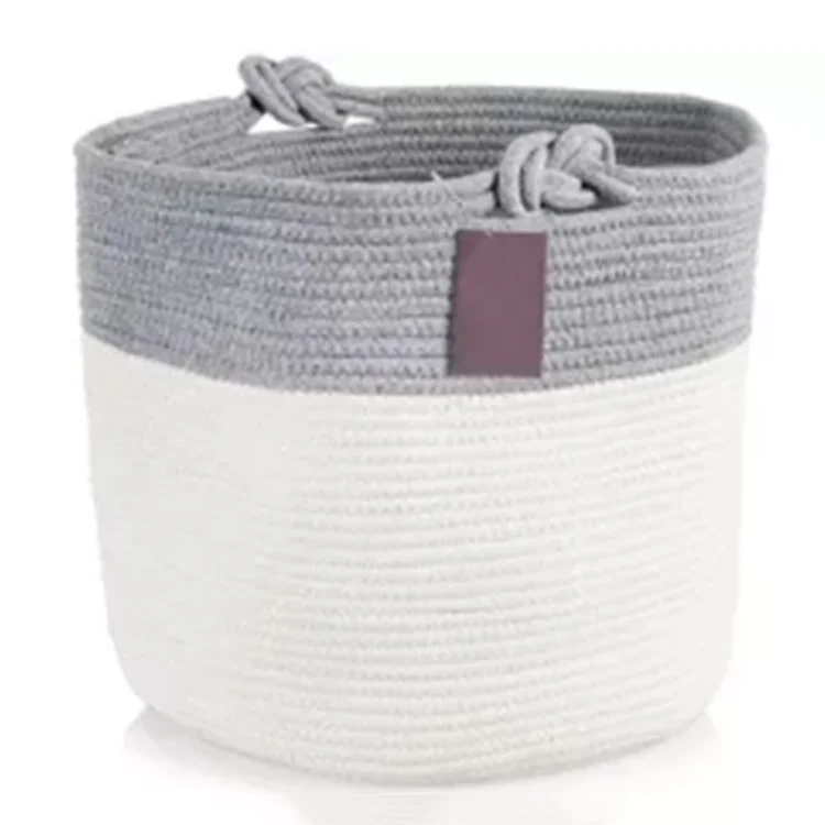 
Manufacturer Custom Wholesale Eco Friendly Foldable Cotton Rope Storage Fabric Laundry Basket 