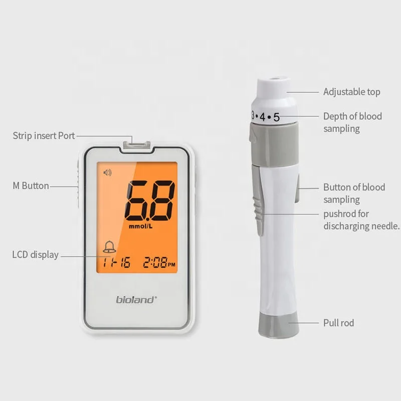 Best Seller 5 Seconds Testing Glucose Monitor,Portable Glucose Meters and  User Manual Lancing Device for hospital&household