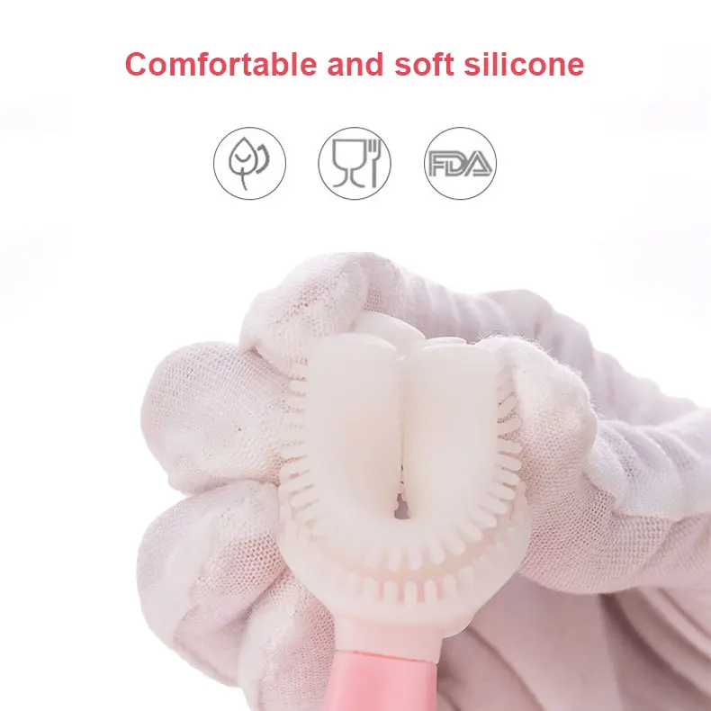 Baby U-Shaped Toothbrush Baby Silicone Toothbrush 360 degree Deep Cleaning Manual Training Teething
