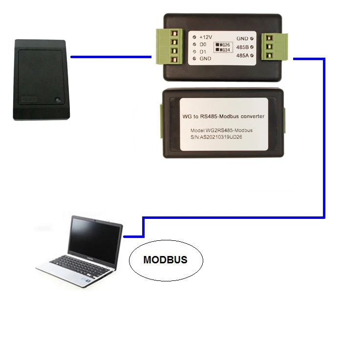 Конвертер передачи данных wiegand26/34 в RS485 с протоколом MODBUS для контроля доступа