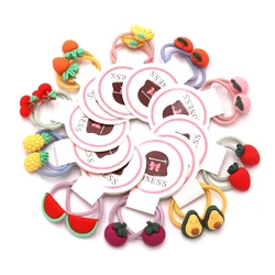 LDD58 резинки для волос с милыми фруктами и растительным узором, эластичная подвеска, резинка для волос для девочек
