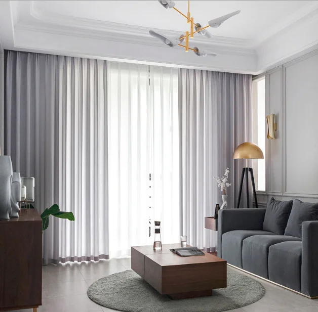 Factory Supply silk soft and warmful yarns white tulle window curtain fabric with pleat or rings