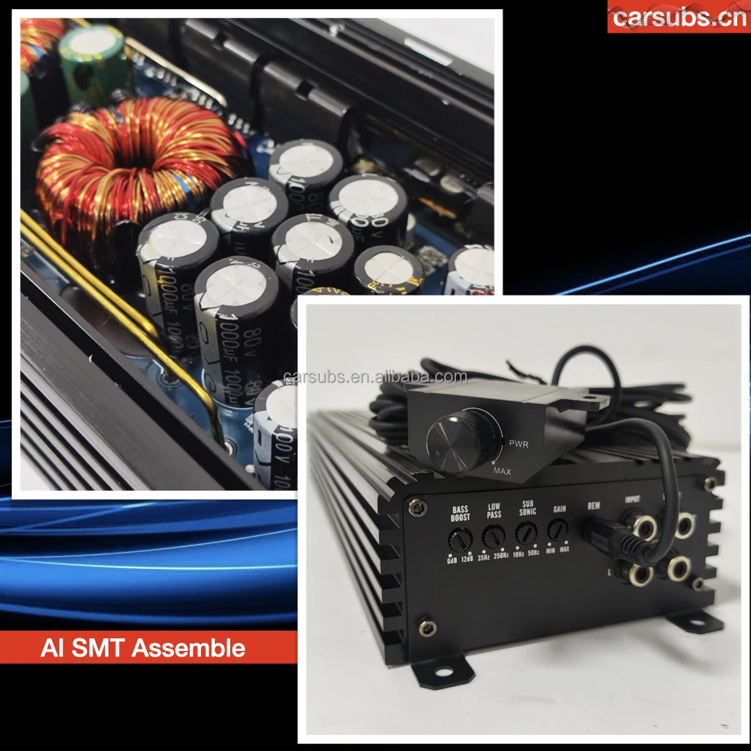 Car Stereo Amplifier Mono RMS 1500W Strong Bass SPL Subwoofer Amplifier Peak 3000W Max 1ohm Class D Car Amplifier Monoblock