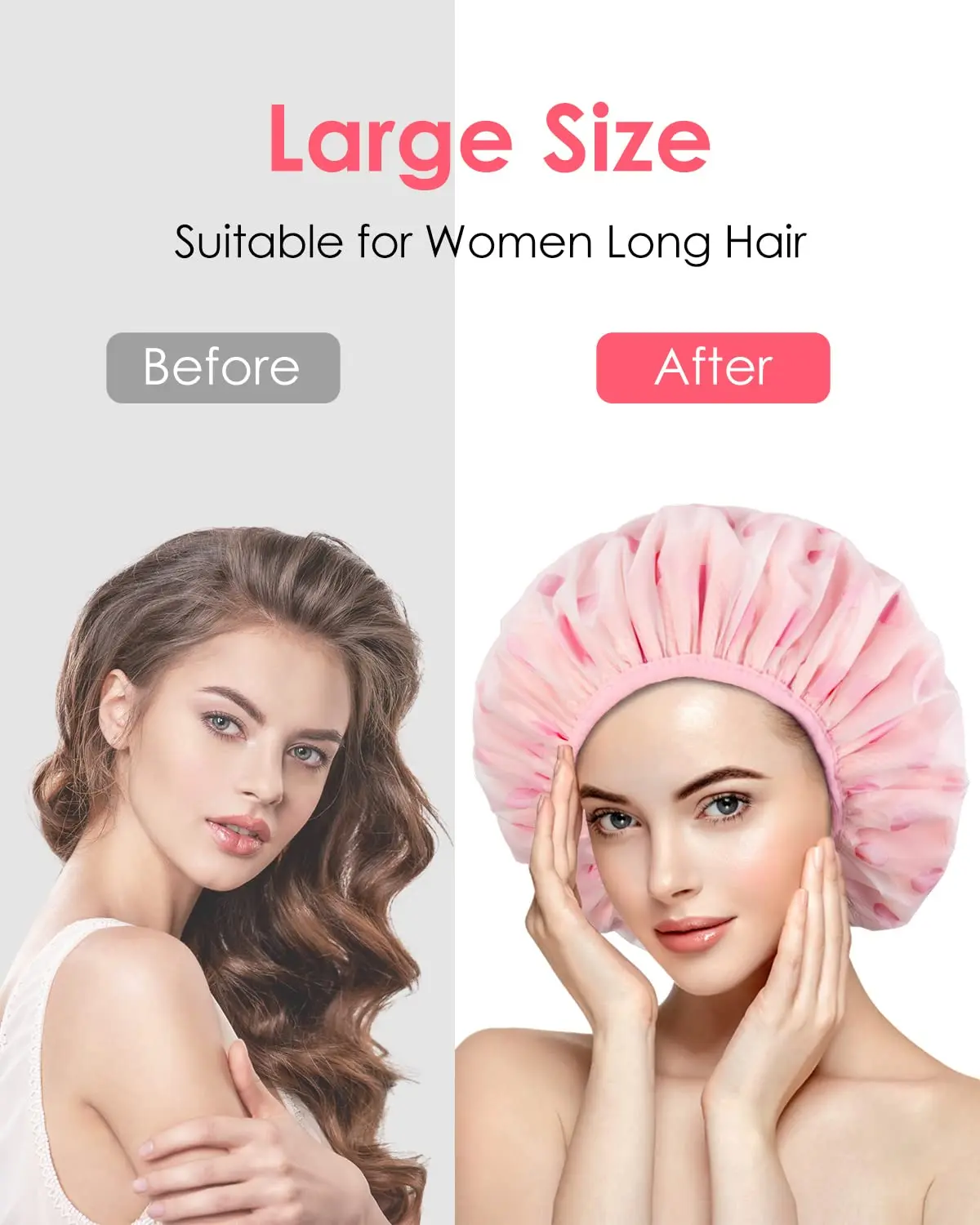 Custom Logo New Arrival Shower Hats For Women Double-layer Waterproof Reusable Bath Cap Reusable Shower Caps For Spa Salon