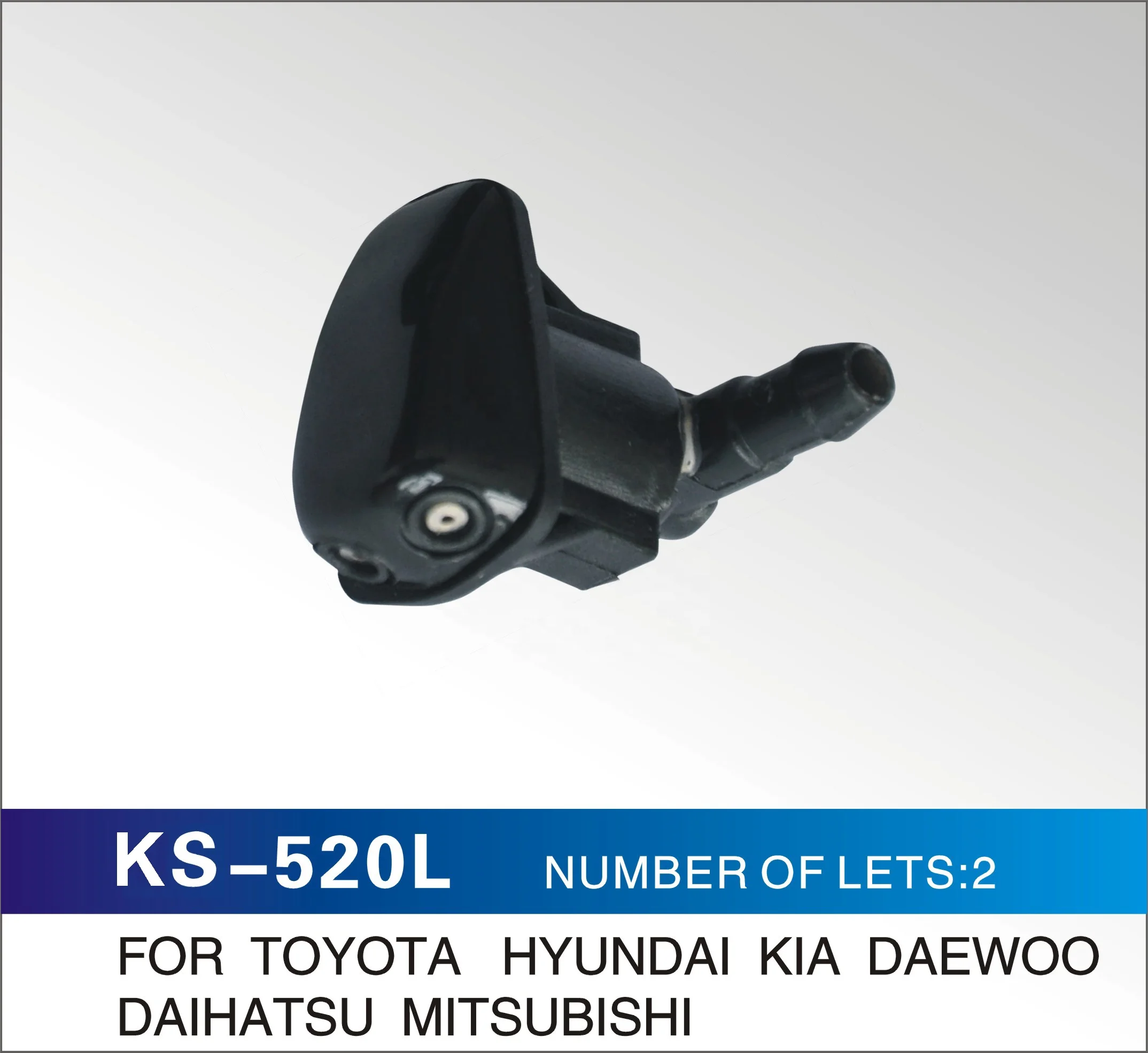 2 jets windshield wiper washer spray nozzle KS-520L for Toyota Hyundai Kia Daewoo Daihatsu Mitsubishi and more