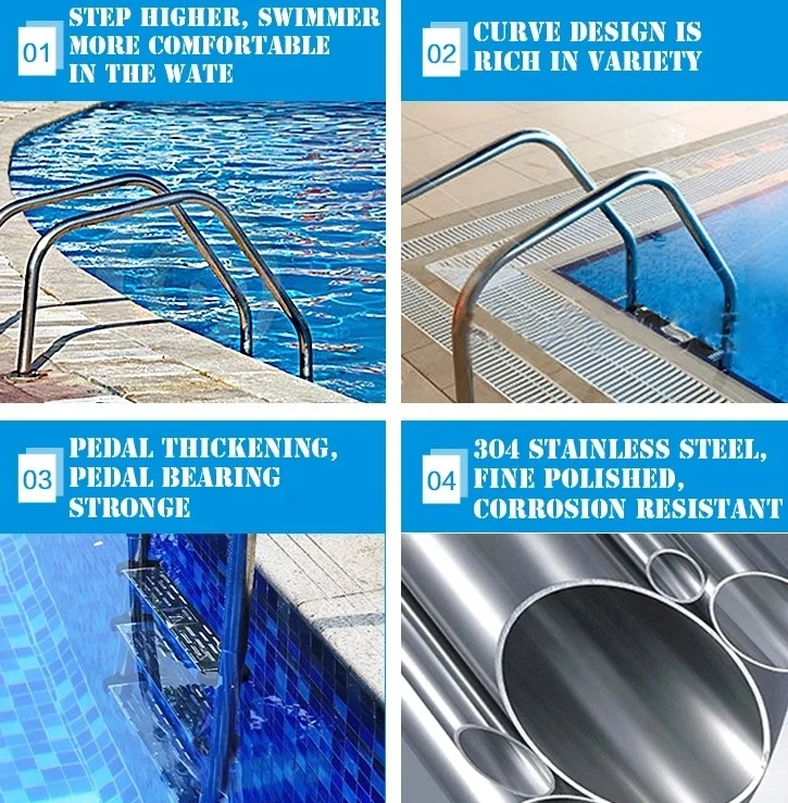 304/316 Stainless Steel 2/ 3/ 4/ 5 steps Swimming Pool Ladder for swimming pool equipment and accessories