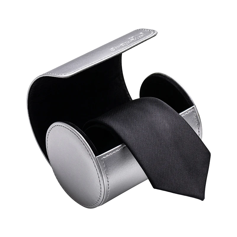 PU Leather necktie travel organizer Case customs promotion gift personal Logo necktie organizer Boxes velvet linner tie roll