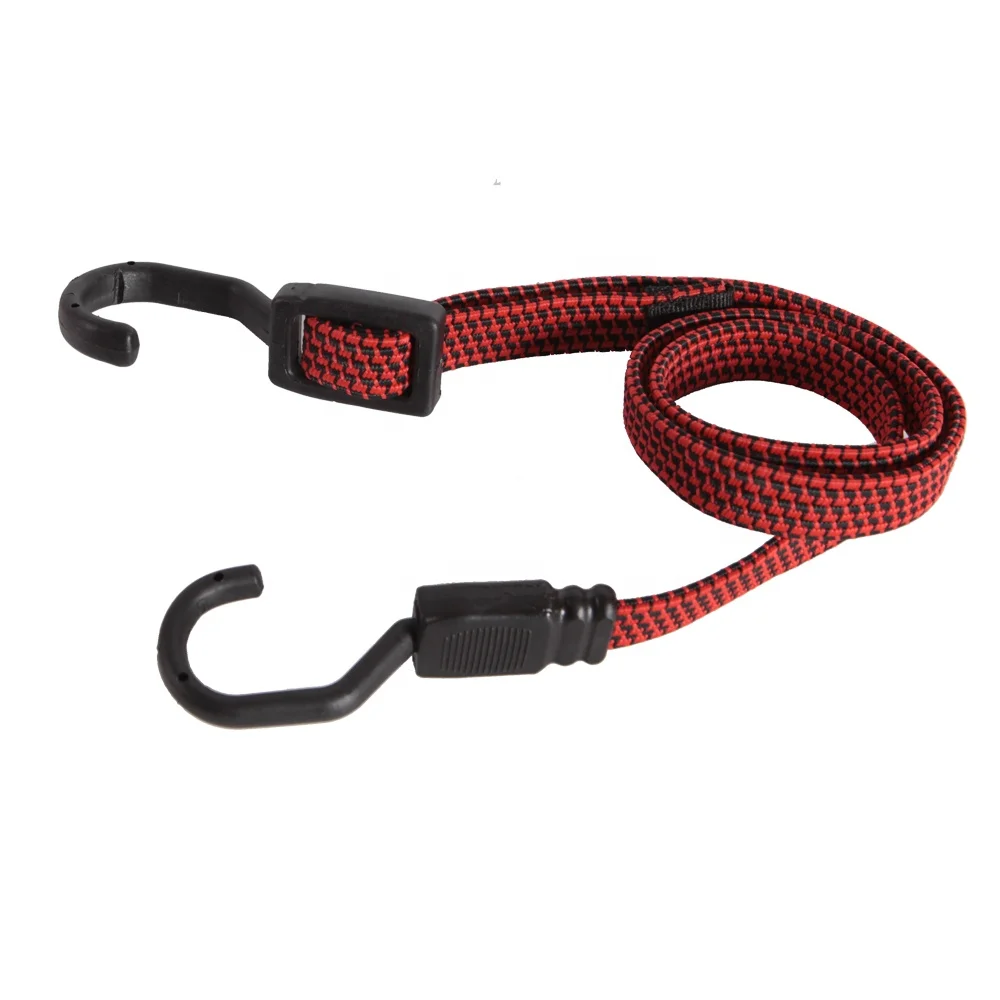 18mm flat adjustable elastic cord bungee cord black red 45cm