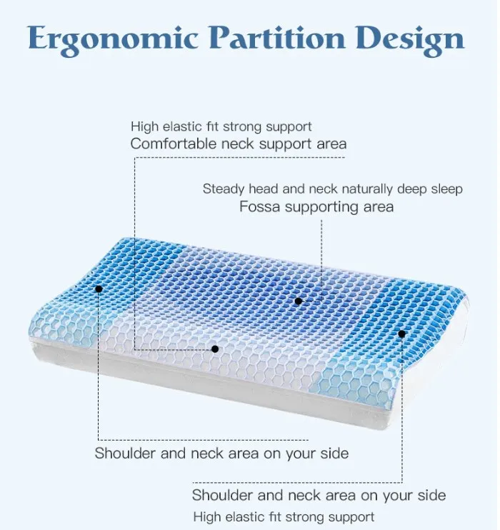 Good Quality Durable Food Grade 3D Wave Shaped Foam Breath Pillow Cool Gel Washable TPE Sleeping Pillow