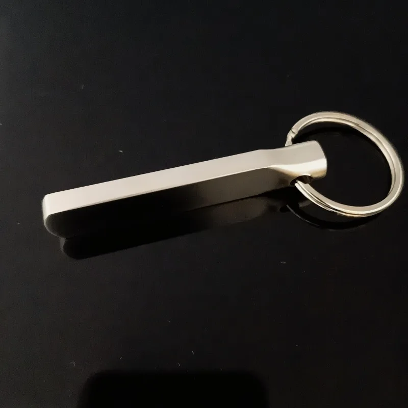 304 stainless steel brush finish cube keychain Gift Key chains key rings hook Custom logo Laser Engraved Bar Keychain