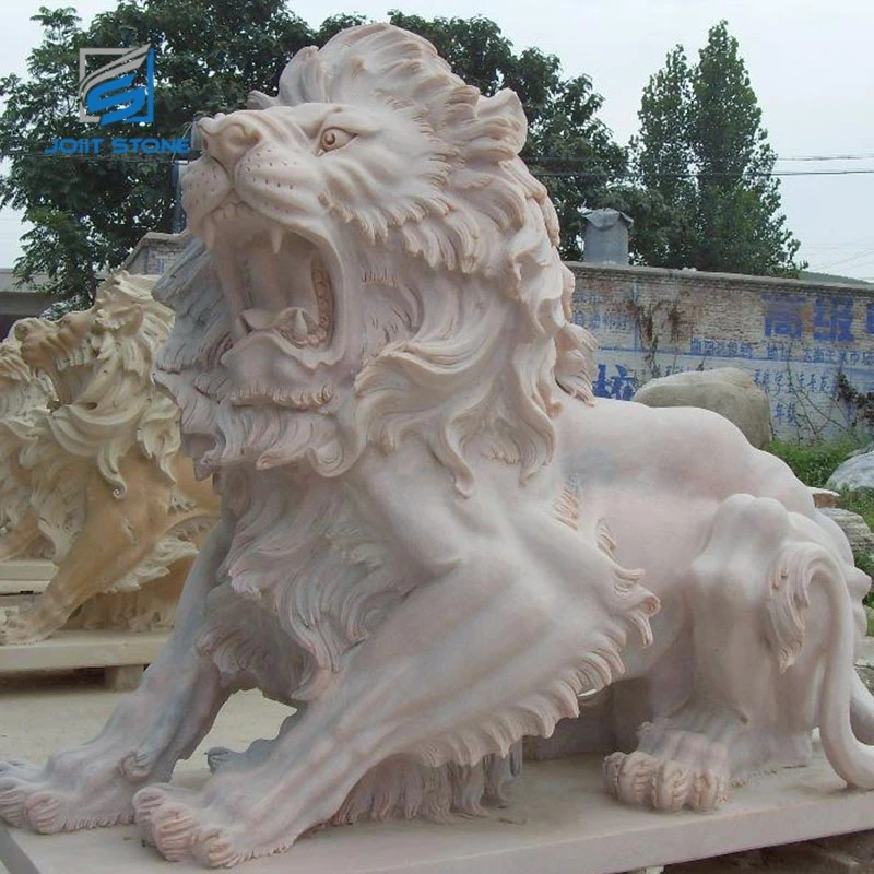 Large Sizes Hand-carved Natural Travertine Lion Sculpture
