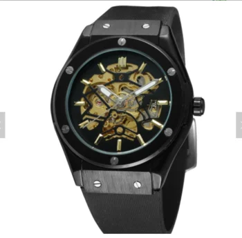 Popular Brand Forsining 389 Men Vintage Luxury Silicone Belt Self-winding Full Automatic Mechanical Skeleton Wrist Watches