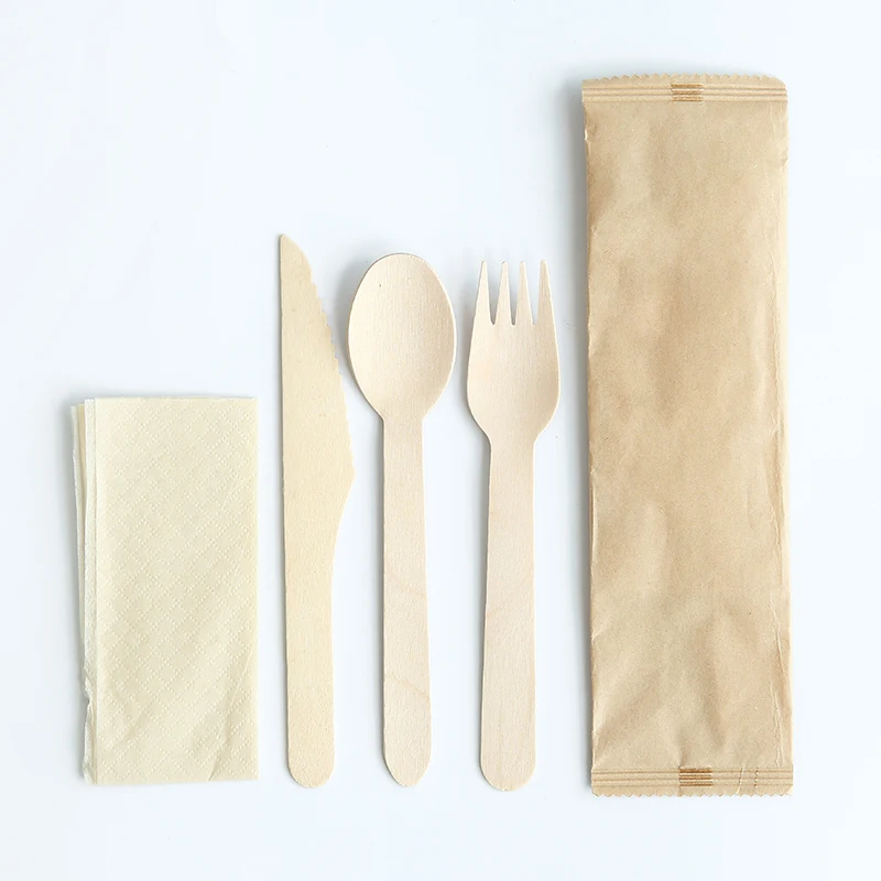 Disposable Wooden Spoon Fork Knife Set Wooden Cutlery For Sale