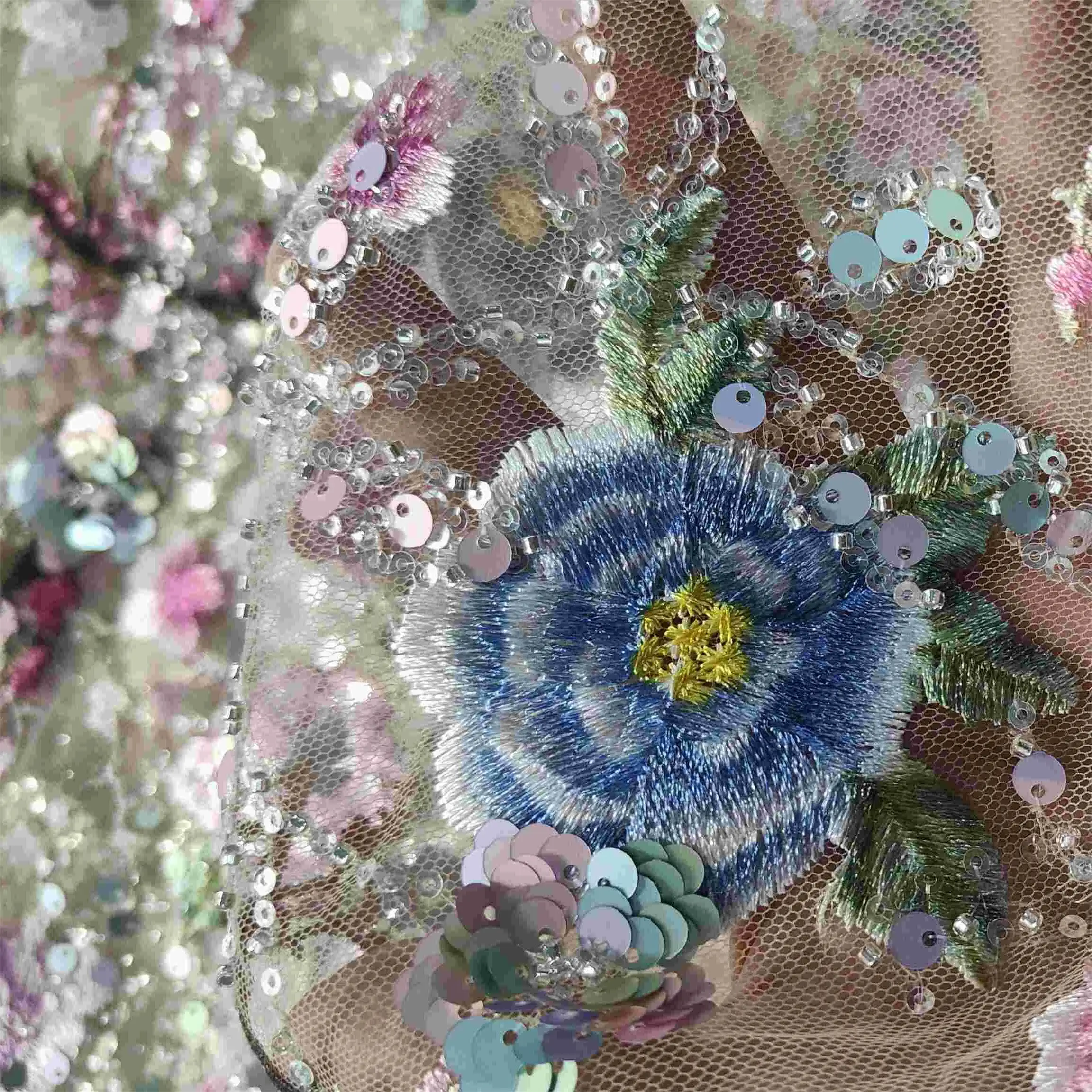 High Quality African Sequins Lace Fabric Golden Net Embroidery Tulle Lace Fabric For Nigerian Wedding Party Dress