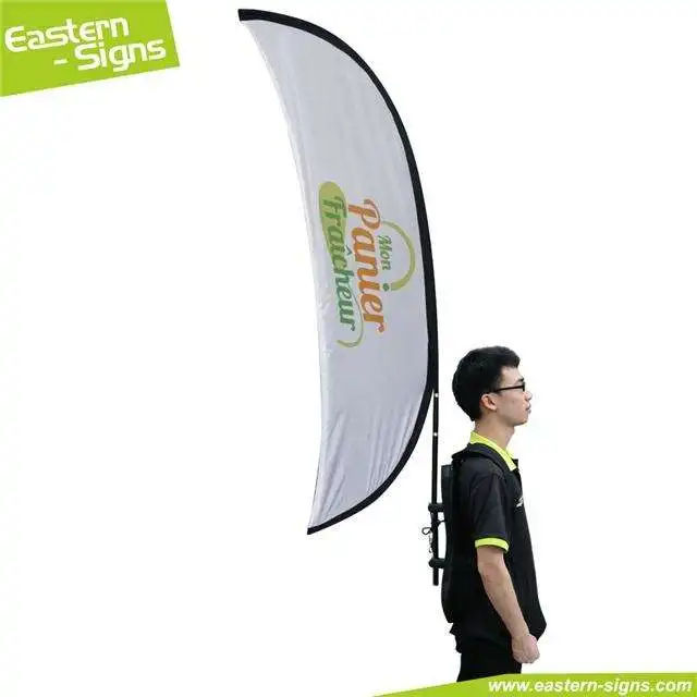 Custom Printing Outdoor Promotional Marketing Street Advertising Running Teardrop Feather Backpack Flag And Banner