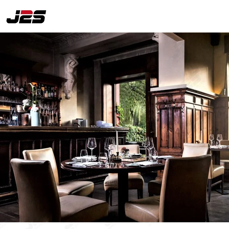 Custom European Glass Top Antique Salon Restaurant Furniture Wood Furniture Restaurant Sets Wooden Dining Table And Chairs