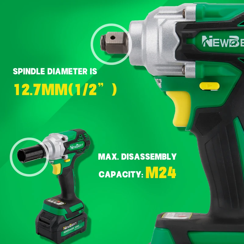 NewBeat Car 1/2 Cordless Battery Power Wrenches Tools 550N Wireless Screwdriver Impact Wrench Brushless