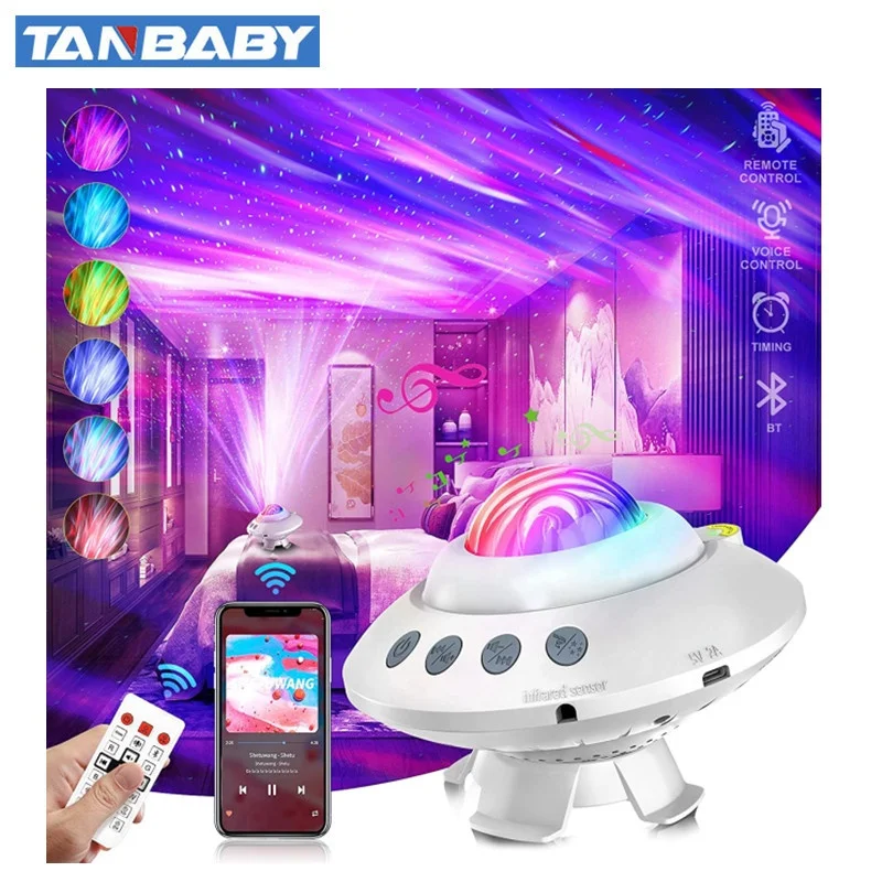 Tanbaby 2021 Новое поступление НЛО мини-динамик blutooth Aurora star светильник для