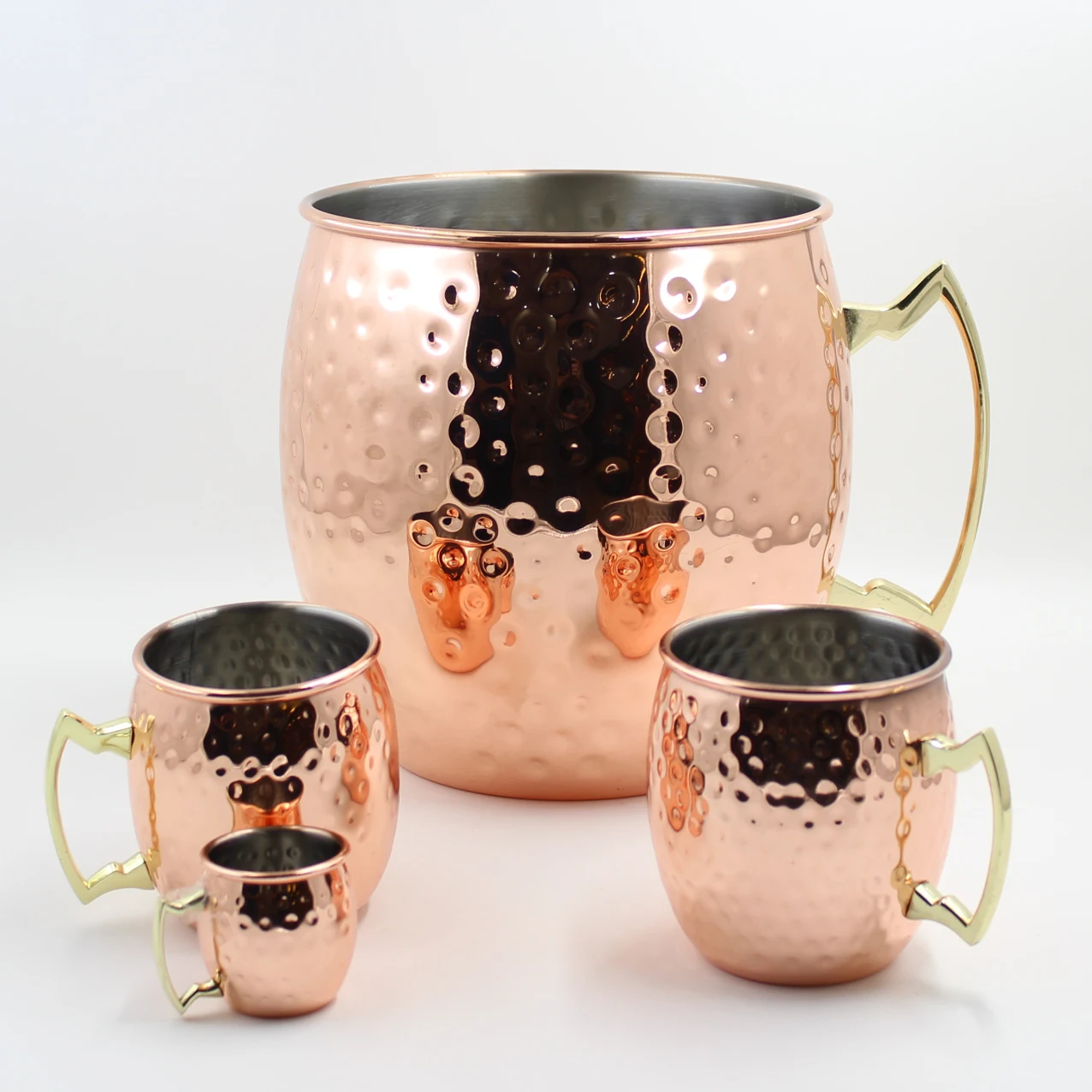 Custom Ice Bucket Luxury Stainless Steel Bucket Copper 5L Large Hammered Moscow Mule Cooler Ice Bucket with Handle 1pc/white Box