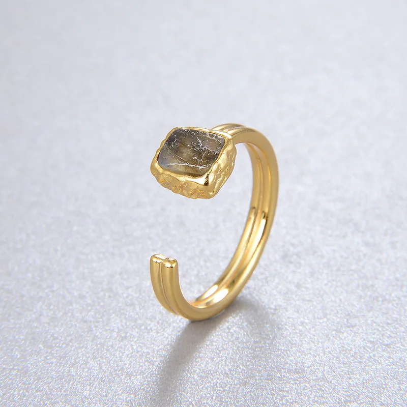 New Arrival 925 Sterling Silver Moonstone Natural Stone Adjustable Open Rings For Women