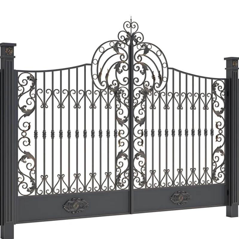 Modern Design Wrought Iron Gate Iron Main Gate Driveway Gate Wrought Iron Door Metal Garden Gates Square Tube Picket